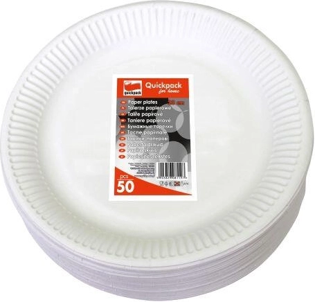 Assiettes en papier jetables 23 cm, blanches (50 pcs)