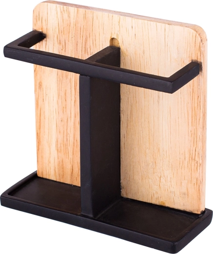 Support à brosses à dents avec éléments en bois, noir