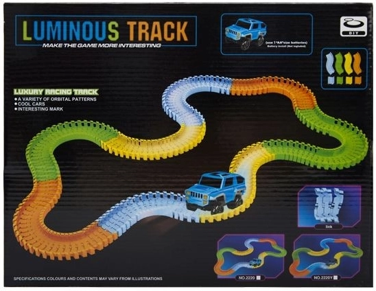 Circuit de course automobile lumineux dans le noir