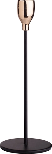 Bougeoir pour bougie fine noir et or 22,5 cm