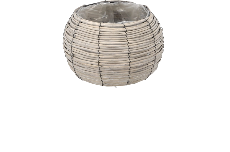 Cache-pot en osier rond 28 × 17 cm gris
