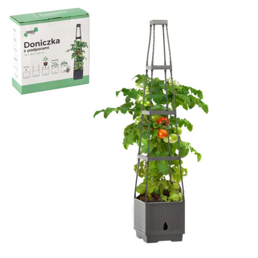 Bac à fleurs avec tuteurs 26 × 26 × 126 cm