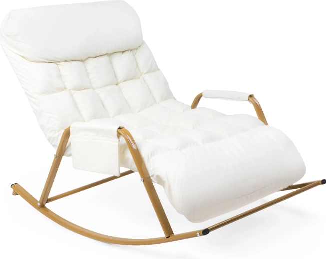 Fauteuil à bascule double avec coussin et dossier réglable blanc