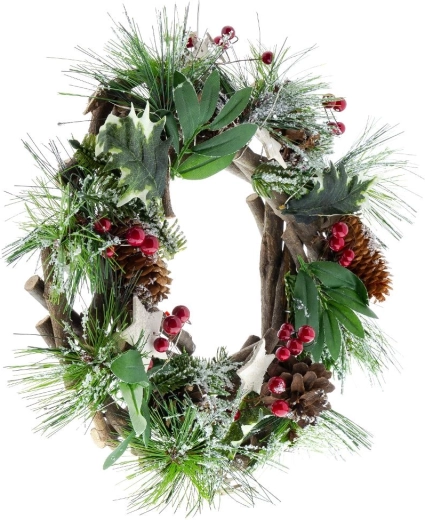 Couronne de Noël en branches de conifères avec 20 LED Retlux