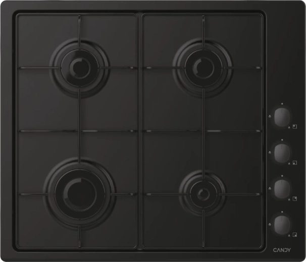 Table de cuisson à gaz Idea – verre noir, 4 brûleurs