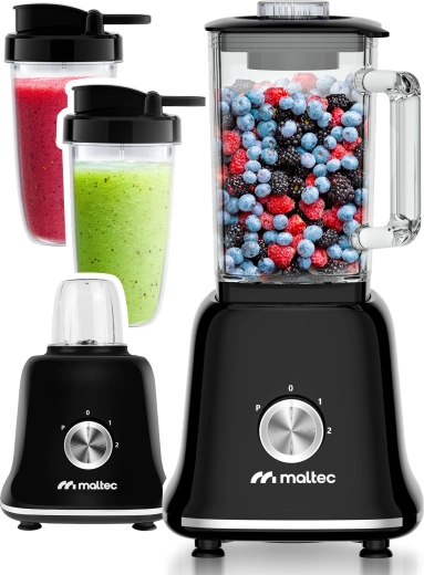 MalTec blender de table 1800 W avec bol en verre et accessoires