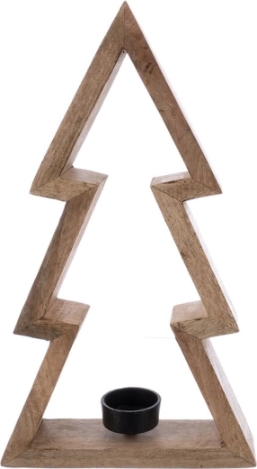 Bougeoir arbre en bois de manguier pour bougie chauffe-plat