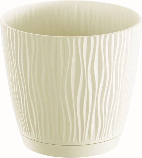 Pot de fleurs Sandy avec soucoupe 12,9 cm crème