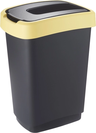 Poubelle de tri avec couvercle basculant 25 l noir-jaune