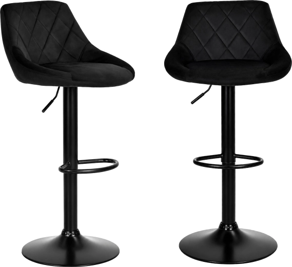 Tabouret de bar pivotant à hauteur réglable en velours noir ModernHome