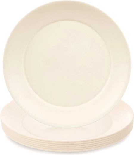 Assiettes plates en plastique SANDY 23,5 cm, 6 pcs, crème