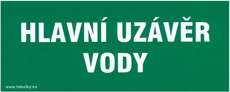 Plaque de sécurité autocollante Fermeture principale de l’eau 210 × 87 mm