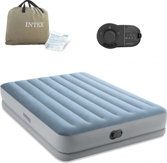 Lit gonflable double INTEX 203 × 152 × 36 cm avec pompe électrique intégrée