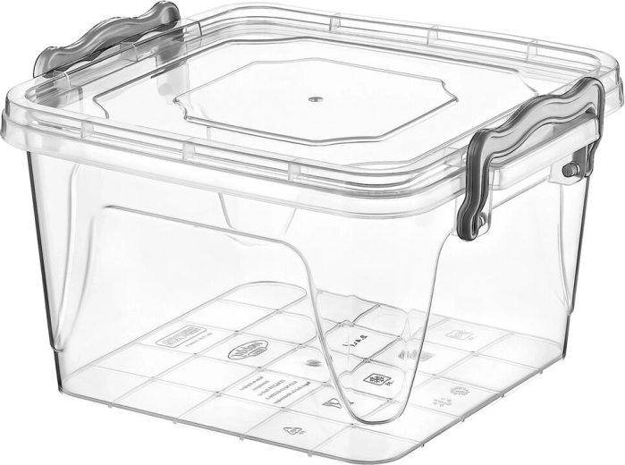 Boîte carrée en plastique pour aliments avec couvercle, 1,2 l