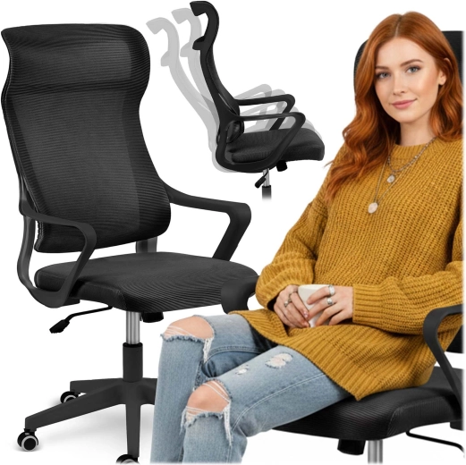 Chaise de bureau en micro-maille Sofotel Labi noire
