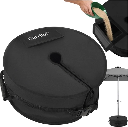 Sac de lest pour parasol à remplir de sable Gardlov, 40 kg, 48 cm, noir