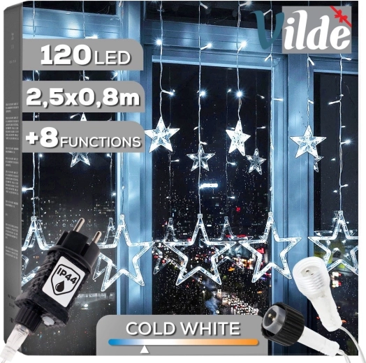 Guirlande lumineuse suspendue étoiles 120 LED, 2,5 m, blanc froid