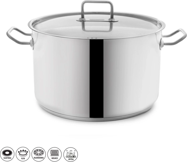 Casserole Stock en acier inoxydable 15 l avec couvercle