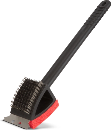 Brosse et éponge de nettoyage pour barbecue avec poignée en plastique