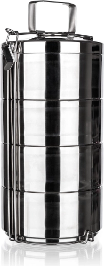Porte-repas en acier inoxydable à double paroi 16 cm, 4 niveaux AKCENT
