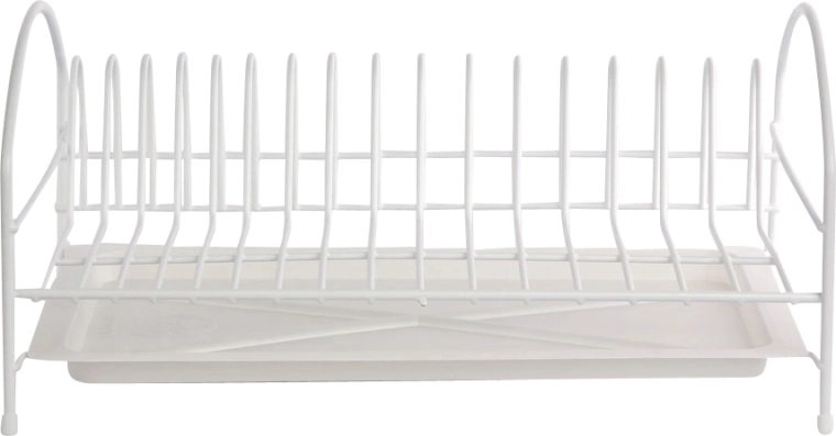 Égouttoir à vaisselle 1 niveau 40 cm blanc avec plateau d’égouttage