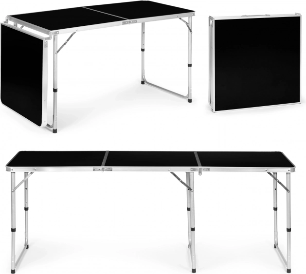 Table touristique camping pliante avec plateau noir 180 x 60 cm
