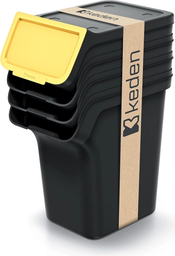 Ensemble empilable de bacs pour tri sélectif 4×20 l KEDEN STACKBOX