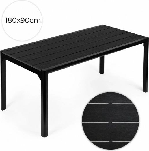 Table de jardin pour 6 à 8 personnes 180 × 90 cm noire MultiGarden