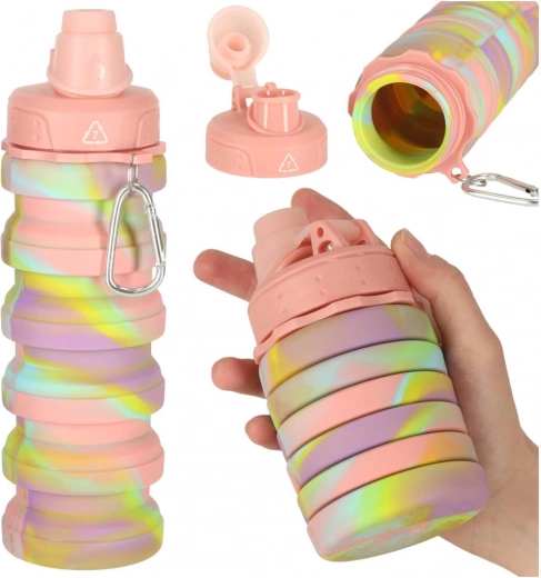 Bouteille d’eau de sport en silicone pliable 500 ml arc-en-ciel