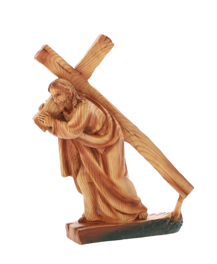 Statue de Jésus portant la croix en polyrésine