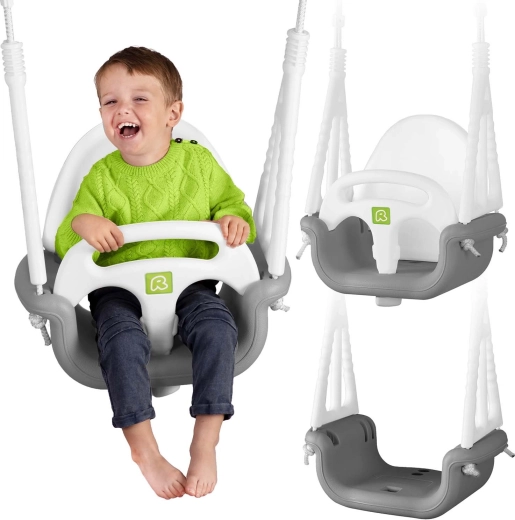 Houpačka modulable pour enfants Ricokids 3 en 1 gris-blanc
