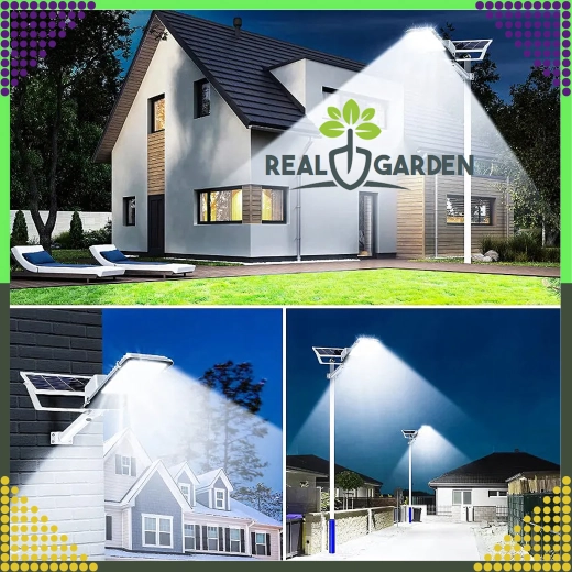 Lampe solaire de jardin sur mât 200 W, panneau pour rue, 247 LED