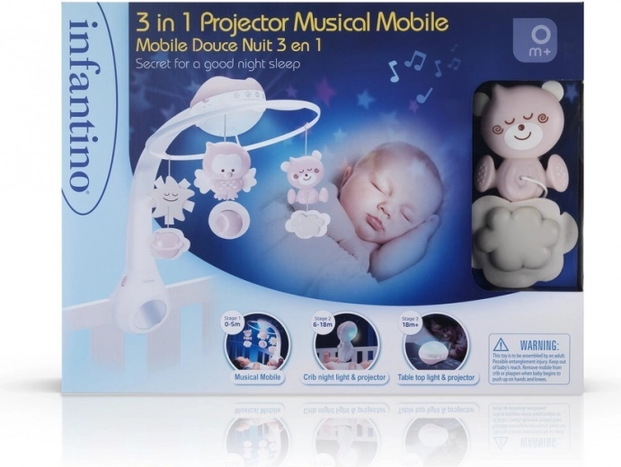 Mobile musicale 3-en-1 INFANTINO – Rose poudré