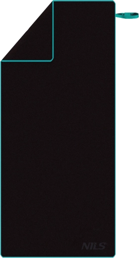 Serviette en microfibre à séchage rapide NILS noir/bleu 200 × 90 cm