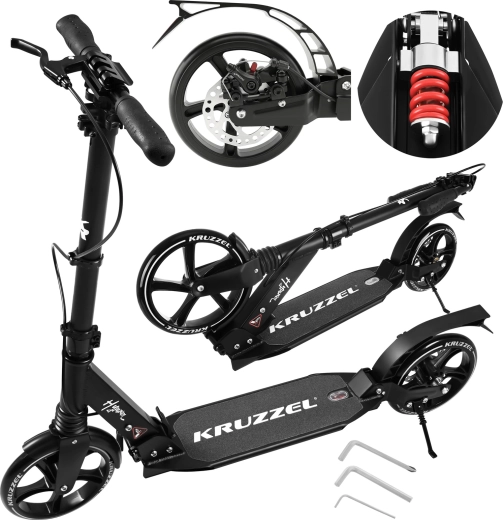 Trottinette pliable KRUZZEL Hyperion avec roues de 20 cm et frein à disque