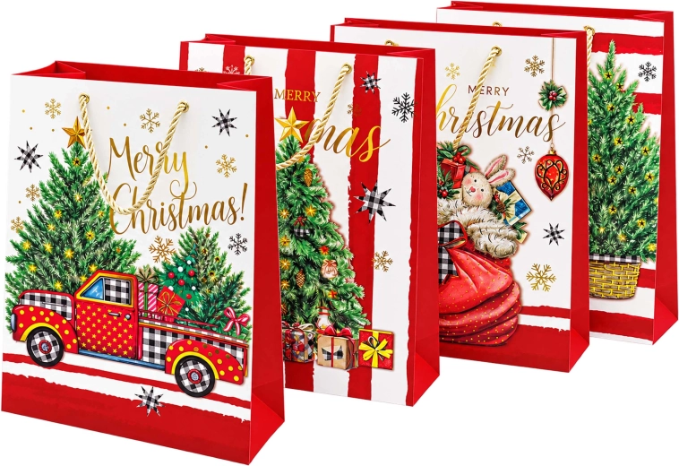 Sac cadeau de Noël 32 × 26 × 12 cm assorti - 1 pièce