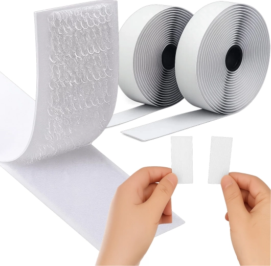 Ruban auto-adhésif type velcro 5 m × 2,5 cm blanc RUHHY
