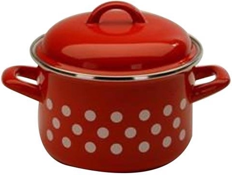Marmite émaillée avec couvercle à pois, 20 cm, 4 l, rouge