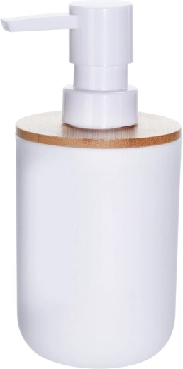 Distributeur de savon Whitney en plastique et bambou 0,33 l blanc