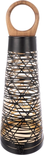 Bougeoir Cone en métal et bois, noir et doré, 55 cm