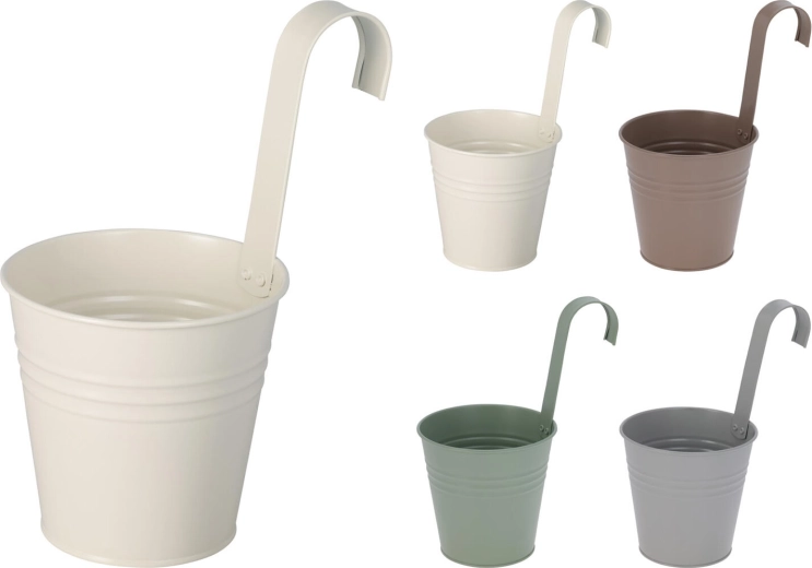 Jardinière décorative suspendue 13 cm en métal galvanisé – mix de couleurs
