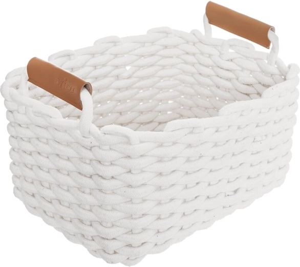 Panier de rangement en coton Orion SKANDI blanc 30 × 23 × 20,5 cm