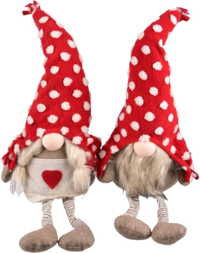 Lutin assis en peluche avec éclairage LED rouge