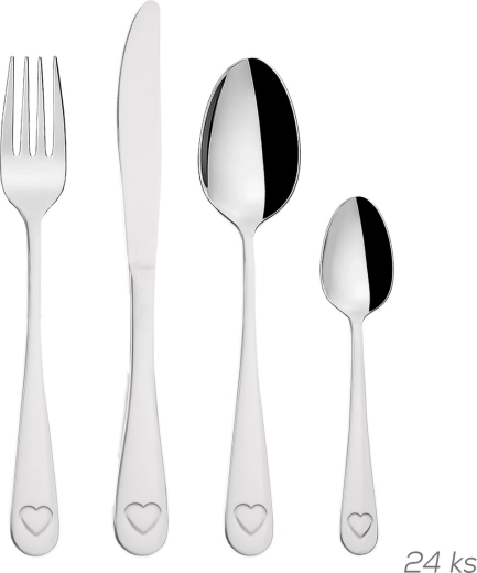 Couverts en acier inoxydable avec motif Cœur – set de 24 pièces