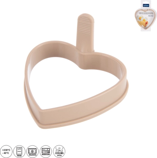 Moule en silicone pour pancakes et œufs en forme de cœur 9,5 × 9 cm beige