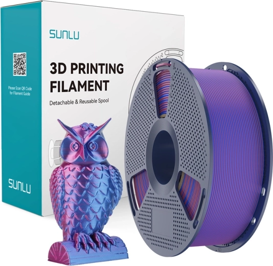 Sunlu PLA+ Silk filament bicolore rouge-bleu