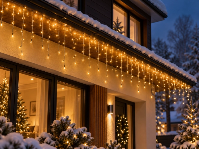 Effet impressionnant de glaçons lumineux