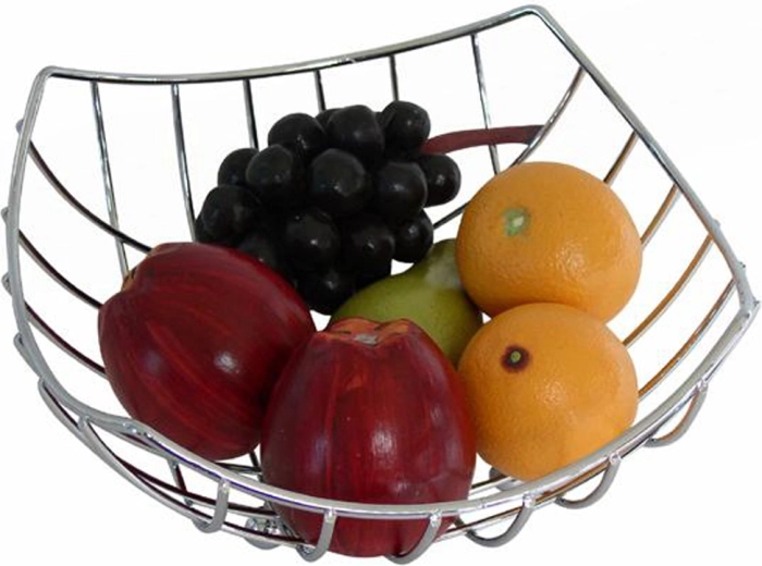 Corbeille à fruits en métal chromé 24 × 24 × 10,5 cm