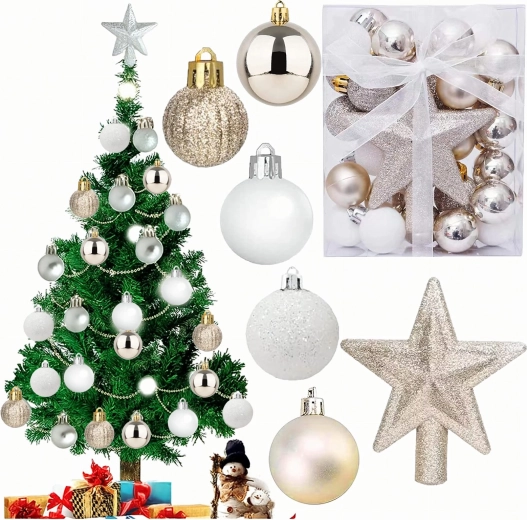 Ensemble de boules de Noël avec étoile - 1 pièce