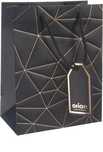 Sac cadeau en papier avec motif quadrillé – Noir